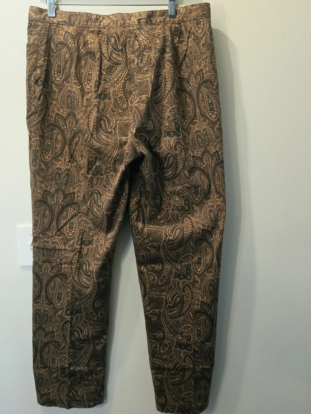 Lauren Ralph Lauren Paisley Brown Cotton Blend Chinos Pants Trousers Size 14